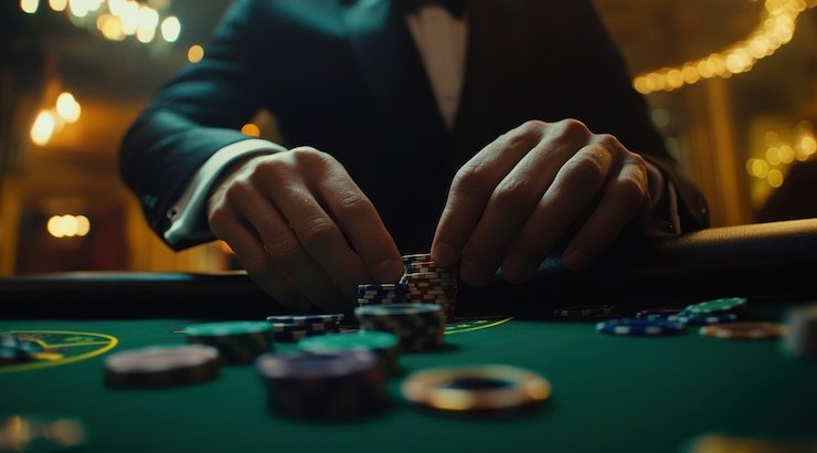 venom AduQ live-dealer table showing three cards per player, dealer in multi-camera studio, and betting buttons